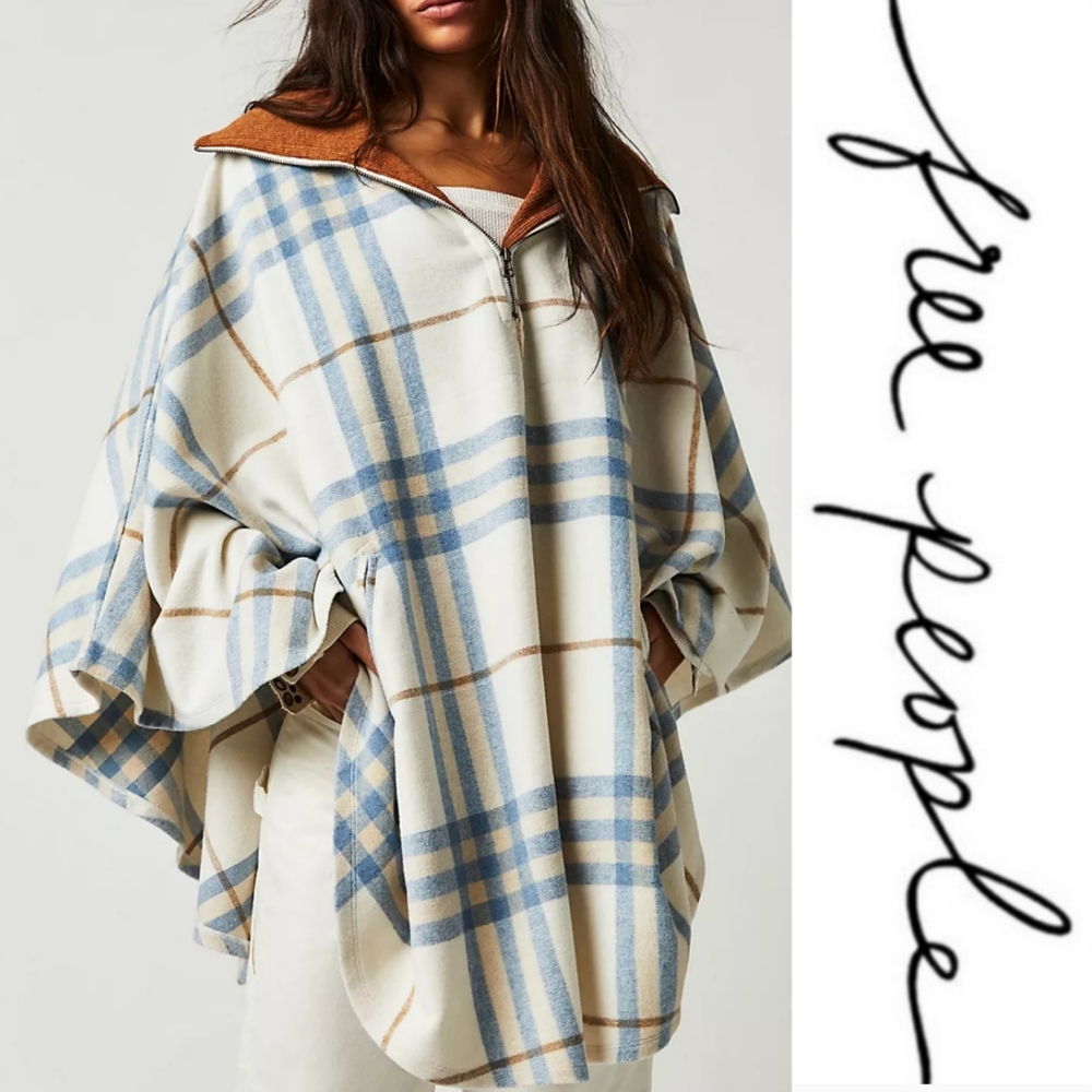 🆕️ Free People Woodstock Brushed Plaid Poncho